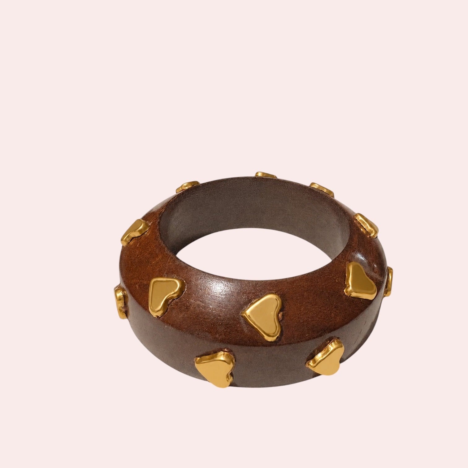 Gold Heart Wood Bangle