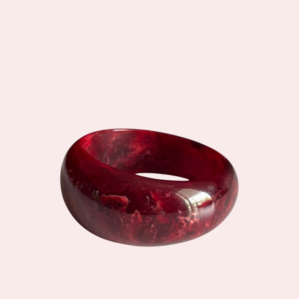 Crimson Ember deep red resin bangle by Ruhlets
