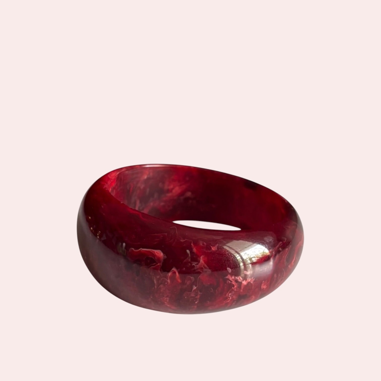 Crimson Ember deep red resin bangle by Ruhlets