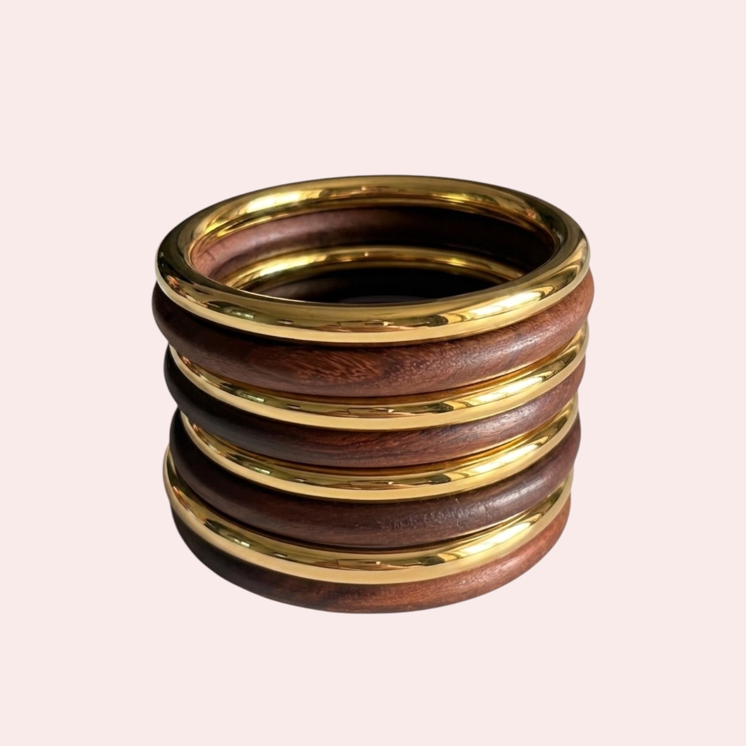 Gilded Timber set of 6 gold and wood bangles by Ruhlets